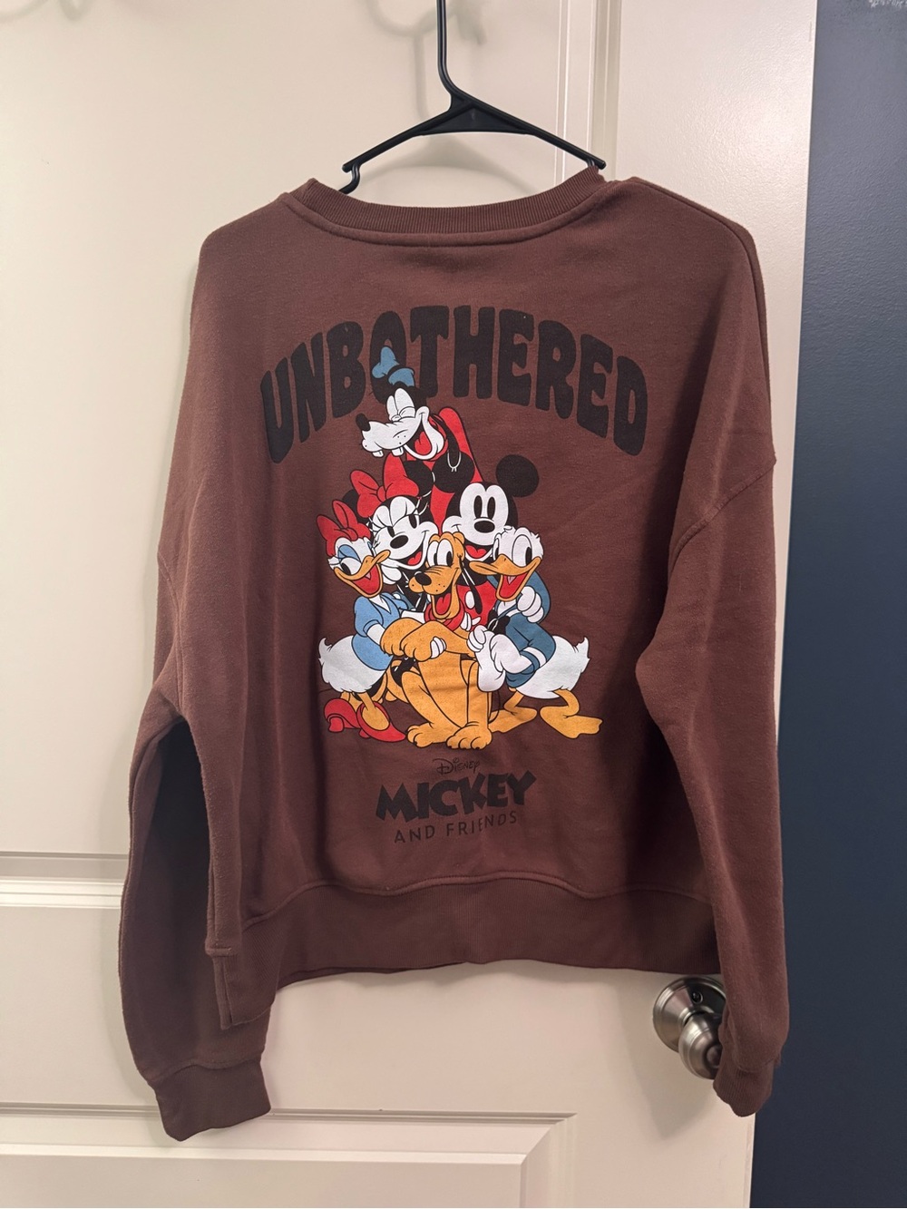 Disney Brown Mickey & Friends 'Unbothered' Crewneck Sweatshirt